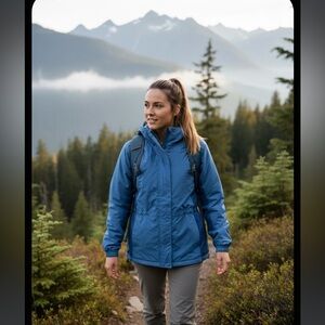 Columbia Titanium Omni Heat Jacket Blue Full Zip Hooded With Fleece Insert